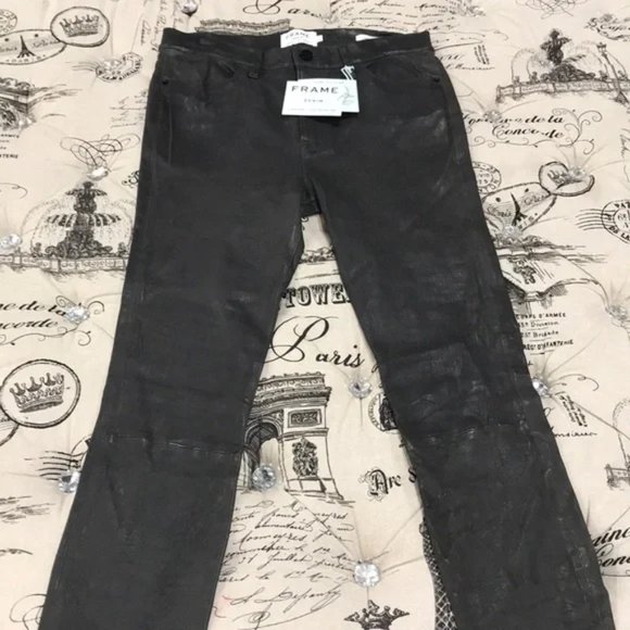 FRAME Le High Skinny Slit Leather Pants - Picture 3 of 6